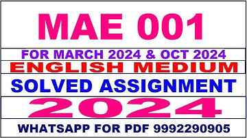 mae 001 solved assignment 2024 | mae 1 solved assignment in english 2023-24 | mae 1 2024