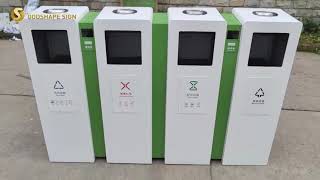 Sorting and Recycling Metal Trash Bins