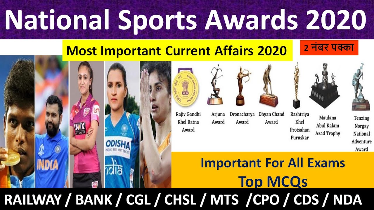 National Sports Award 2020 Important MCQ राष्ट्रीय खेल पुरस्कार 2020