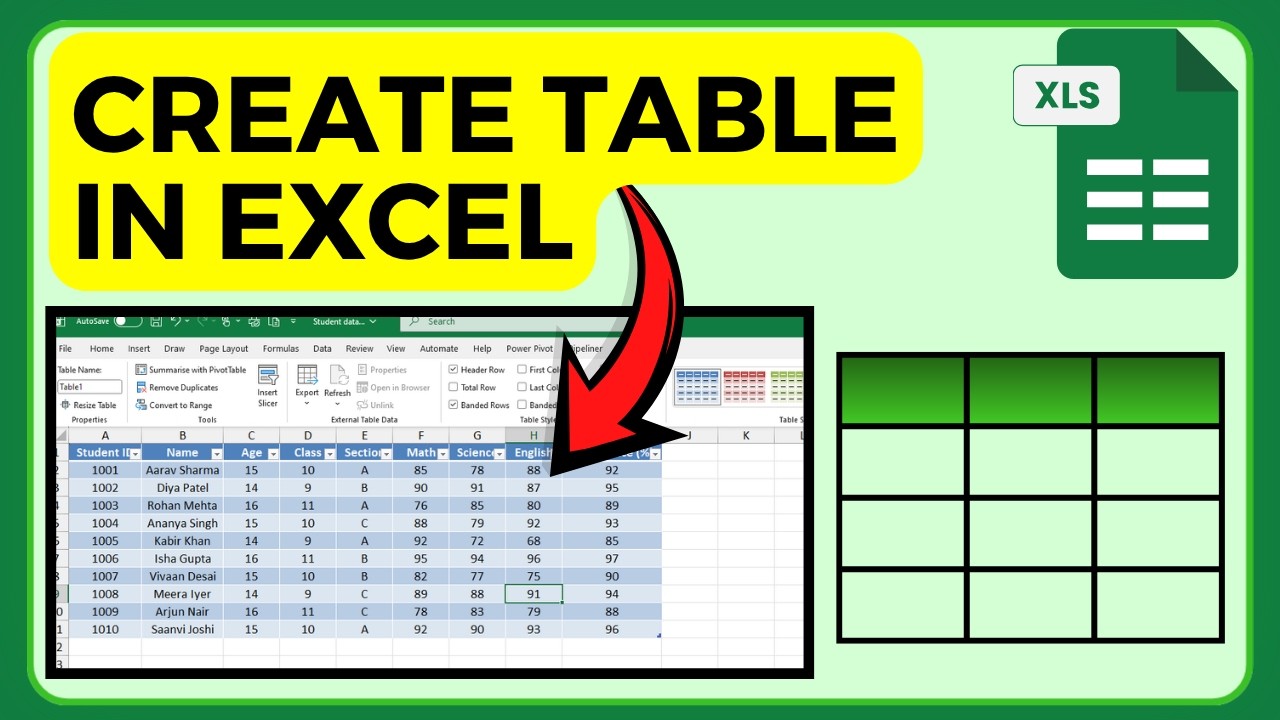 How To Create A Table In Excel ( Step By Step ) - YouTube