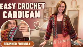 The EASIEST Crochet Cardigan! 🧶Great for Beginners! | Easy Step-by-Step Tutorial | Hexagon Cardigan Guide