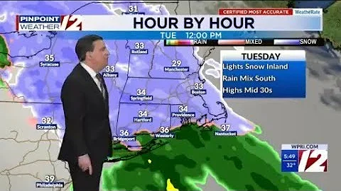 WPRI 12 Weather Forecast 12/22/25 Light Snow Tuesday