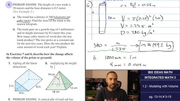 Big Ideas Math [IM3]: 1.2 - Modeling with Volume (Lecture & Problem Set)