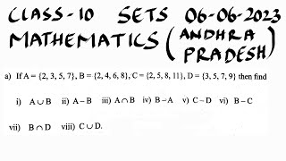 If A={2,3,5,7}, B={2,4,6,8}, C={2,5,8,11}, D={3,5,7,9} then find AUB, A-B, B-A, C-D, B-C