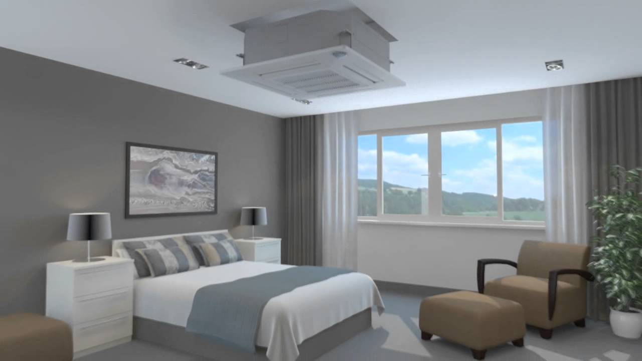 Ceiling 'Cassette' Air Conditioner Bedroom - YouTube