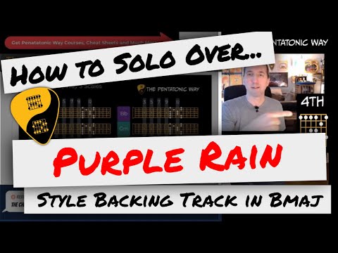 🎸 How to Solo Over Backing Tracks | Purple Rain (Guitar Backing Track) Scale Guide in B Major