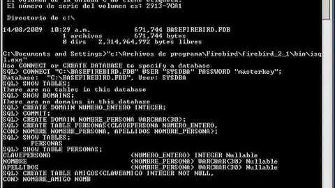 Creación de tablas y dominios de Firebird con ISQL
