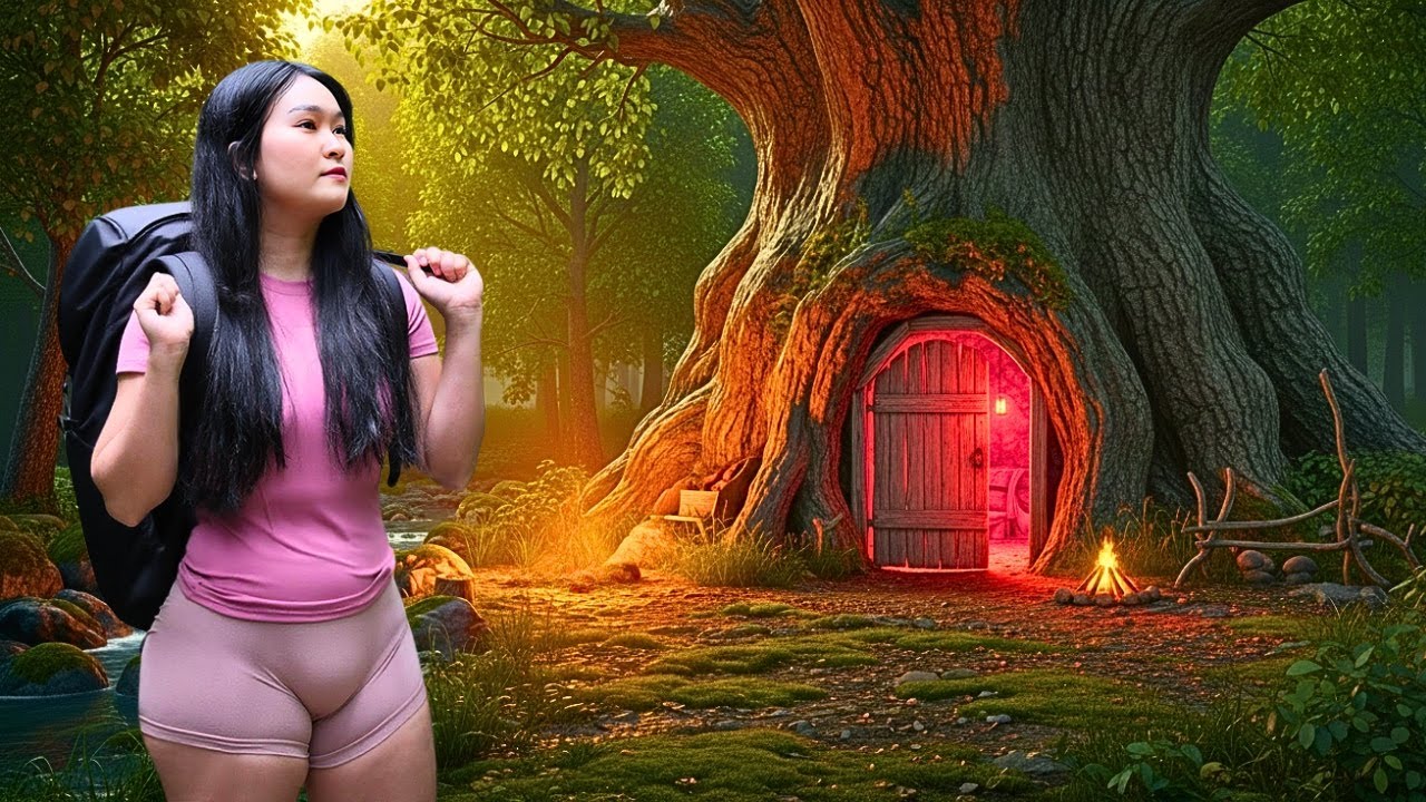 30 Days Solo Bushcraft: Building a House in a Giant Tree, Log Cabin. Hunting Wild Chickens..