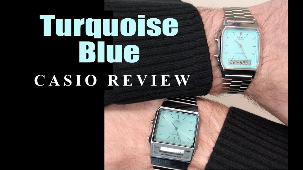 AQ-230A　TURQUOISE Casio Vintage Analog Digital Unisex Watch, Turquoise Blue Dial