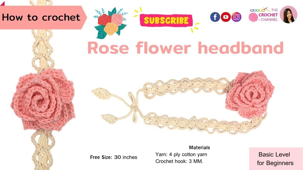 How to crochet rose flower headband/Lovely DIY projects for mom - YouTube