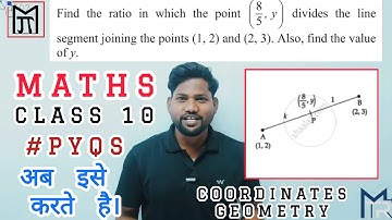find the ratio in which the point 8/5 , y divides the line #maths10 #pyqs #coordinategeometry