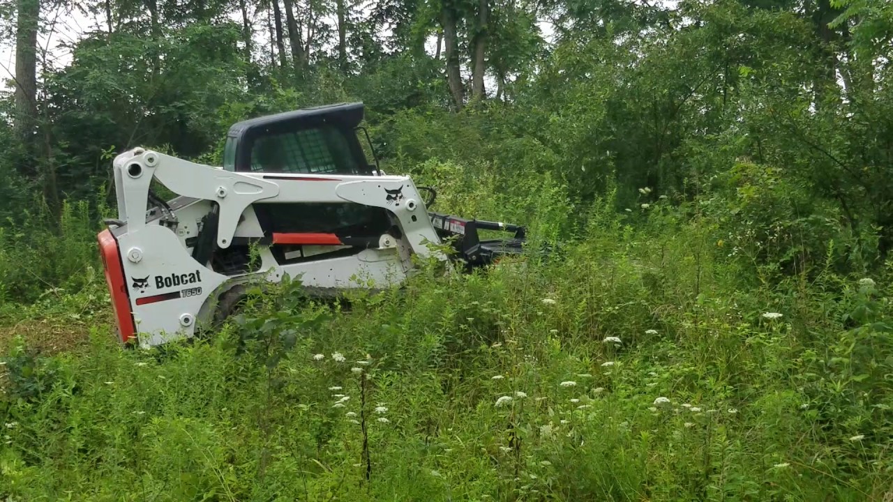 2013 Bobcat T650 CTL Using Bobcat 60" Brushcat To Mow, Clear Thick