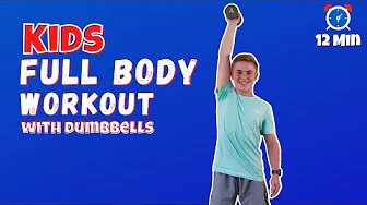12 Min KIDS FULL BODY WORKOUT with DUMBBELLS   4K