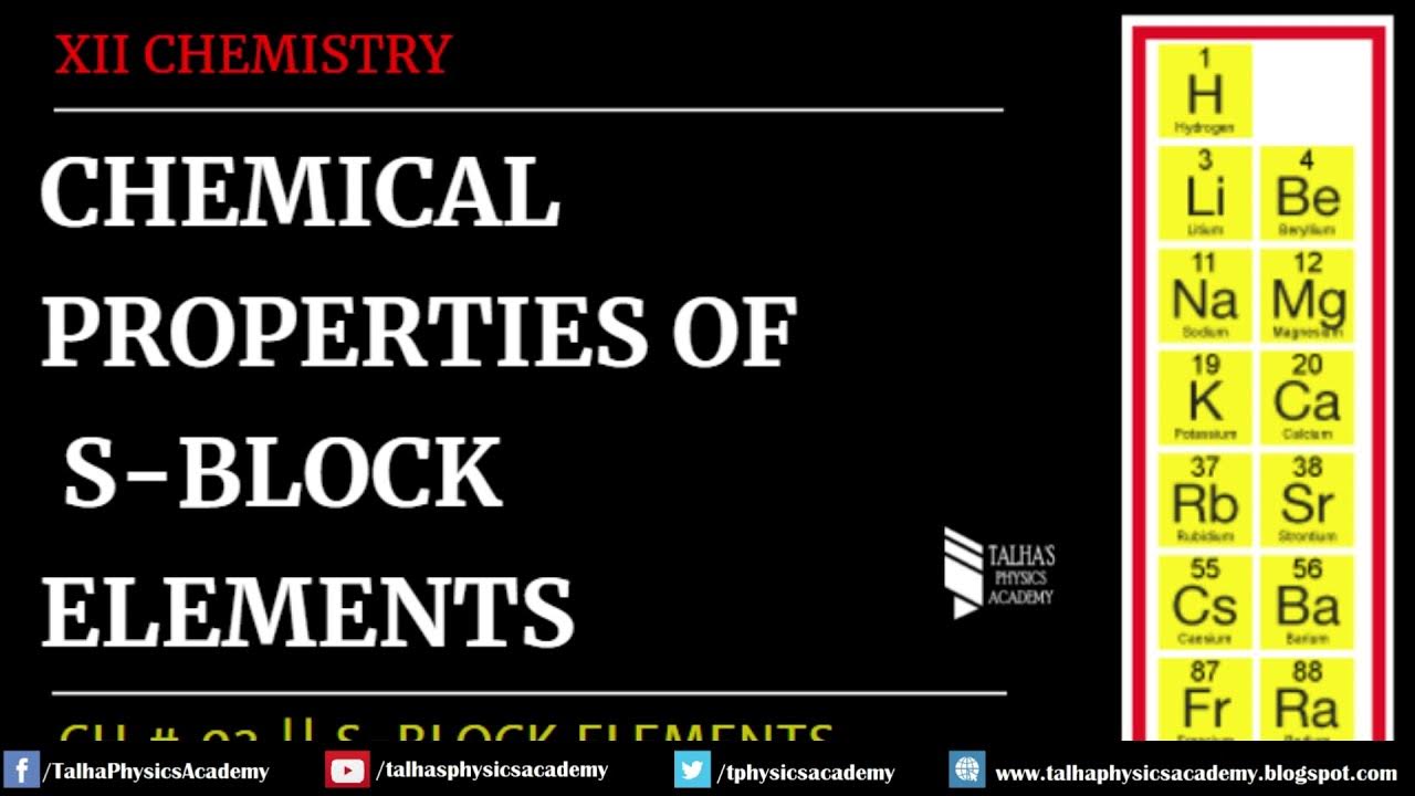 SBlock Elements 03 Chemical Properties of S block Elements Class