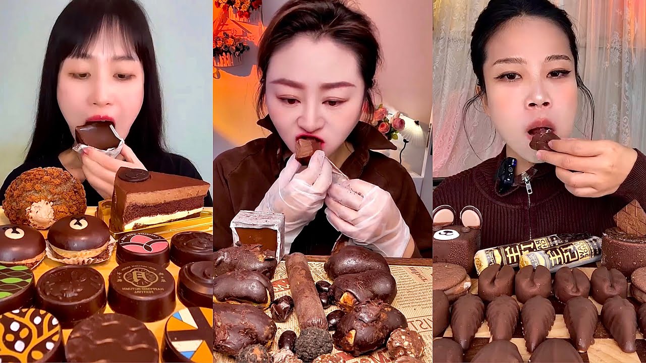 ASMR Mukbang Chocolate Cake & Cream Dessert Eating | Soft Moist Cake & Satisfying Sounds