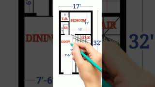 544 - Sqft. 2bhk house plan / 17×32 ghar ka naksha / #youtubeshorts #smallhouse #houseplan #homeplan