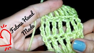 الدرس السادس من دروس تعليم الكروشية غرزة العمود بلفتين Crochet Tutorial 6