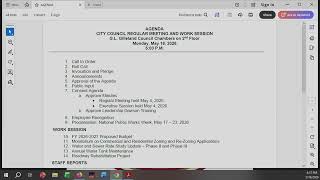 City Council Regular Meeting and Work Session Monday, May 18th 2026