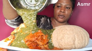 Nigeria food ASMR mukbang/ amala and ewedu soup