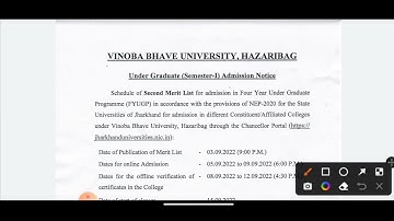 VBU Semester-I Admission 2nd Merit List 2022 | VBU 2nd Admission Merit List