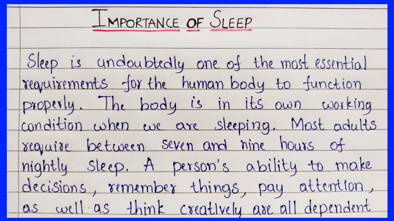 importance of sleep essay intro