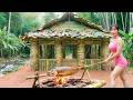 Building a Banana Tree House Over the Stream in 72 Hours | Riverside Fish Roast | Survivalist Woman