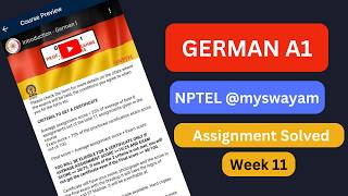 German A1 Week 11 || NPTEL Answers 2026 || German I week 11 Assignment solved #myswayam #nptel2026