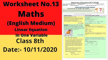 Worksheet 13 Maths class8 (10/11/2020) English Medium / worksheet Maths class 8 / Maths worksheet 13