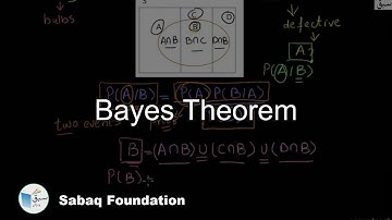 Bayes Theorem, Statistics Lecture | Sabaq.pk
