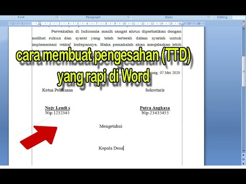 Cara Membuat Lembar Pengesahan Atau Posisi Tanda Tangan Yg Rapi Di Word Youtube