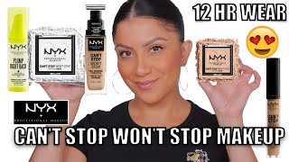 FULL FACE OF NYX CAN'T STOP WON'T STOP LINE + ALL DAY WEAR TEST *oily skin* | MagdalineJanet