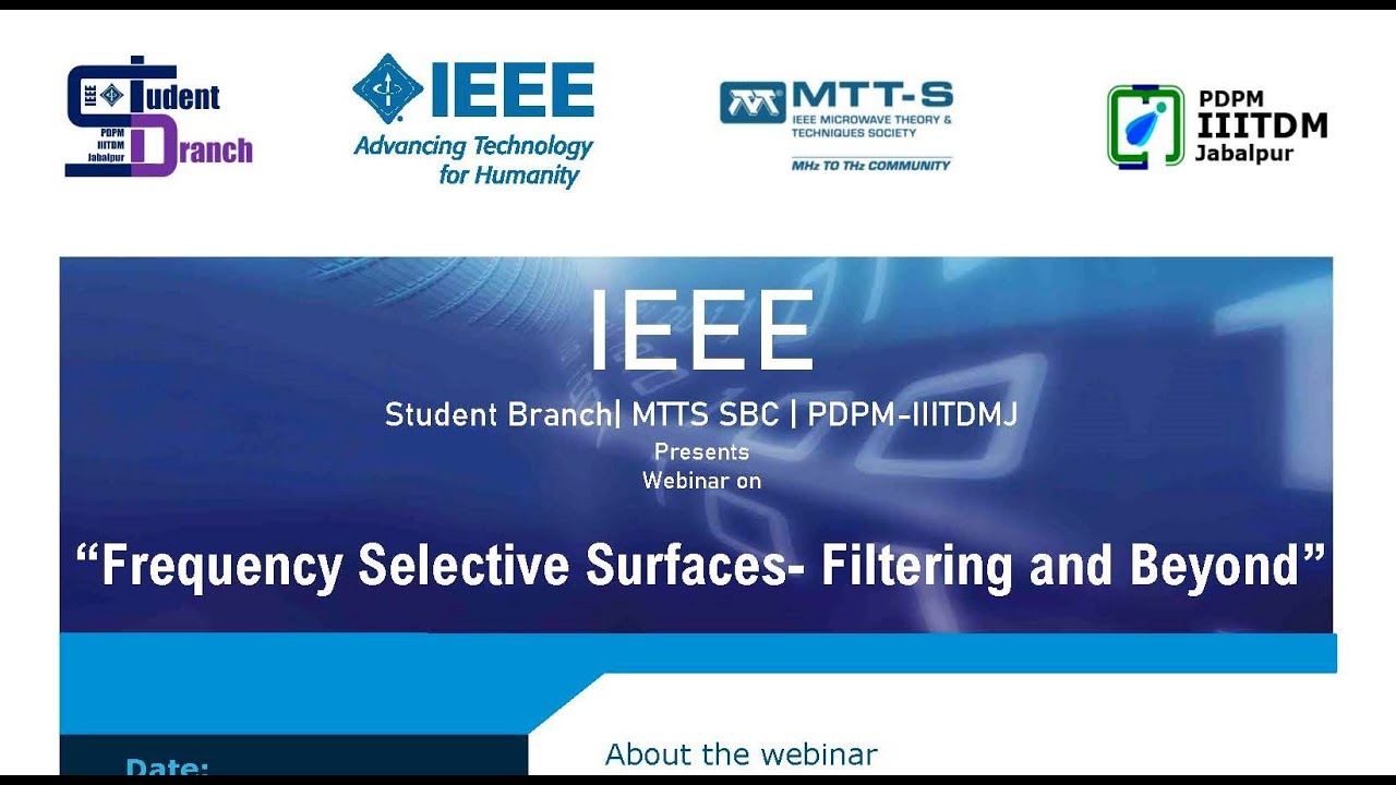 Webinar on Frequency selective surfaces-filtering and beyond