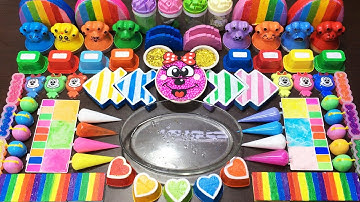 MICKY RAINBOW Slime !!! Mixing random into Clear Slime !!! Relaxing videoTom Slime