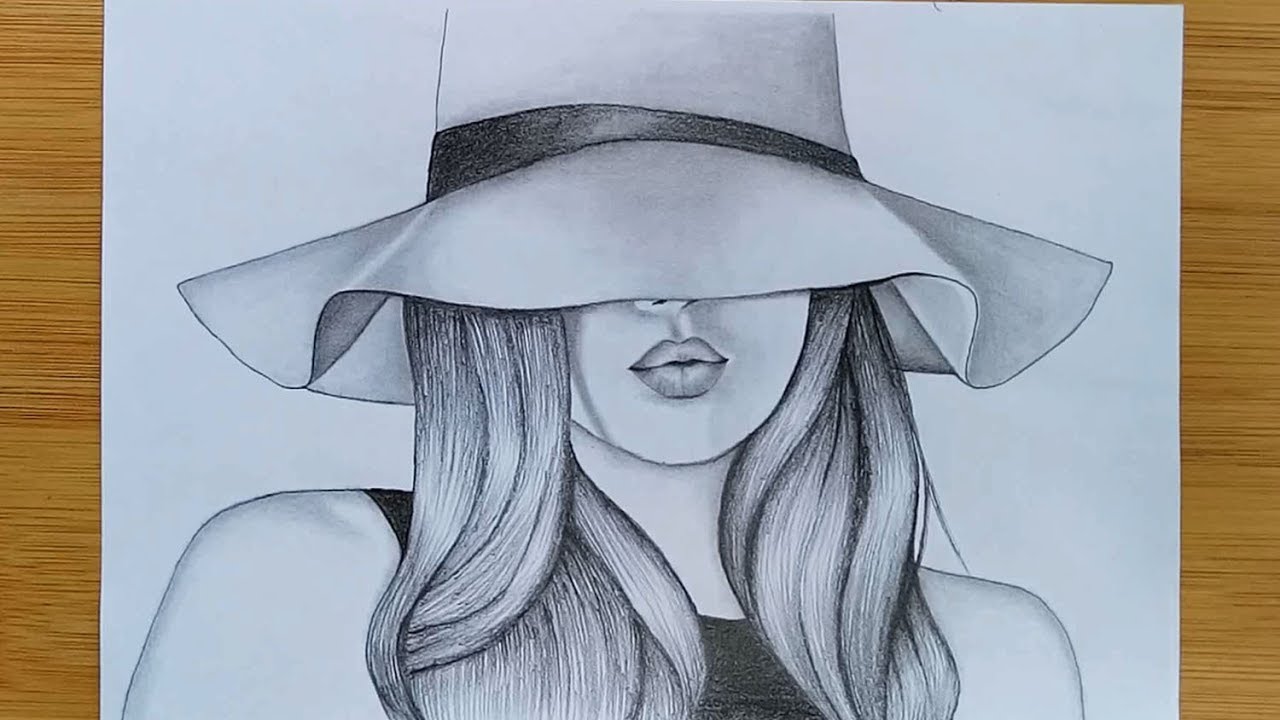 How to draw a girl with hat Pencil sketch  YouTube