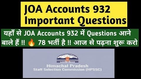 JOA Accounts Important Questions ⚫ Udaan 23 ⚫ HPSSC Important JOA Accounts Questions ⚫ SS Family