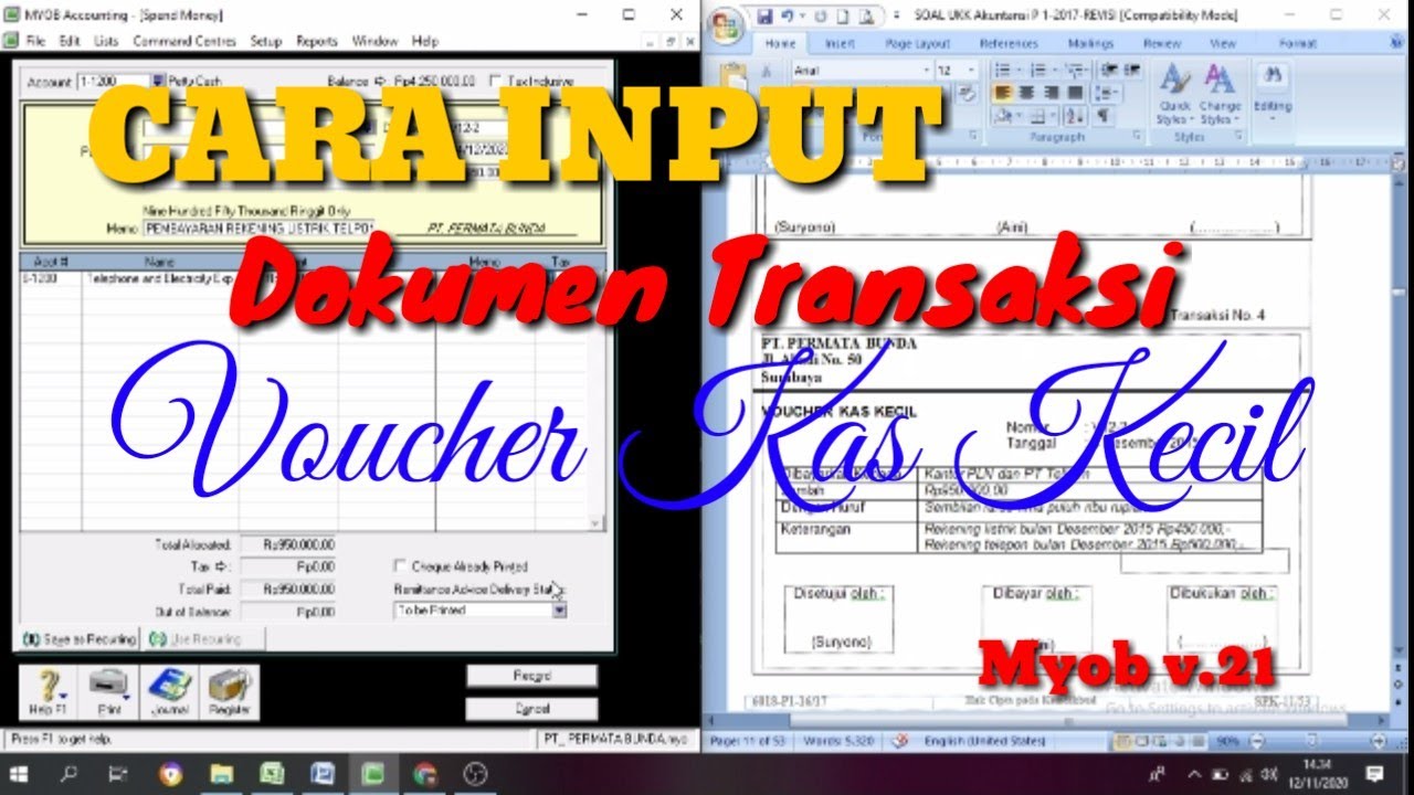 Voucher Kas Kecil || Tutorial Myob Accounting v.21 Part. 12 - YouTube
