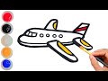 How to draw and Color an Aeroplane | Drawing and Coloring for Kids, Toddlers