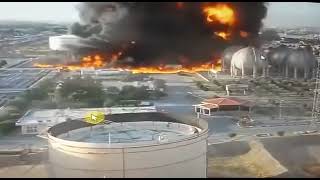 oil refinery massive fire cctv vid  Tehran Iran