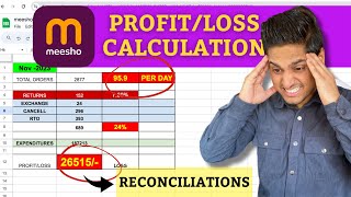 Meesho Profit loss Calculation || Meesho Payment Reconciliations