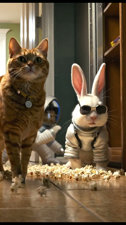 Zero Gravity Goofballs The Snack Satellite Scuffle!  #3danimation #funny #cute #cat  #bunny