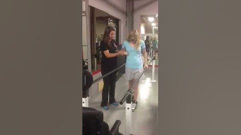 Kelsey-walking in the parallel bars