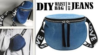 LOVELY DIY JEANS WAIST BAG // Travel Zipper Belt Bag Out of Old Jeans