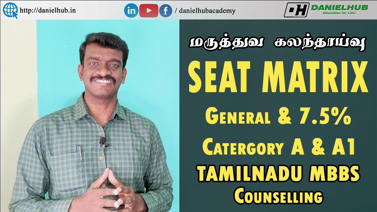 Tamilnadu MBBS BDS Government College Seat Matrix 2021 - TN MBBS Application - Category A and A1