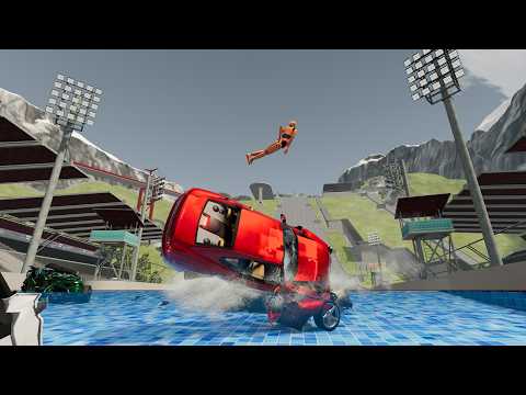 Big Ramp Jumps with Real Car Mods 31 - BeamNG Drive Crashes | DestructionNation