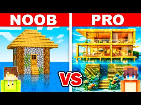 NOOB vs PRO: MODERN HOUSE ON WATER Build Battle in Minecraft!