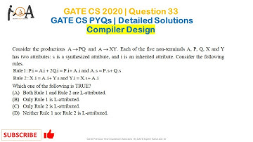 GATE CS 2020 | Question 33 | GATE CS Solutions | GATE CS PYQs | Compiler Design