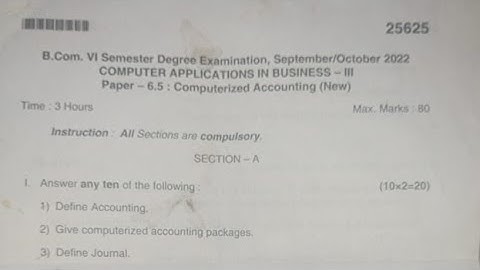 Computer Applications In Business-3 B.com 6th Semester Question Paper Year 2022 Bijapur University