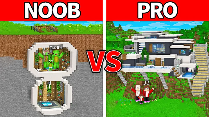 JJ Family & Mikey Family - NOOB vs PRO : Mountain Modern House Build Challenge in Minecraft!