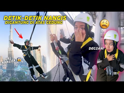 Hanging off the edge of the Burj Khalifa! So scary!
