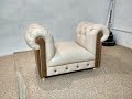 Пуфик оттоманка с каретной стяжкой.  Своими руками. (The Chesterfield Ottoman. Handmade).